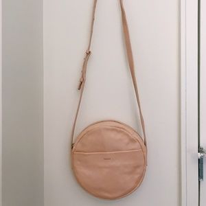 Baggu Pastel Pink Leather Crossbody Circle Purse